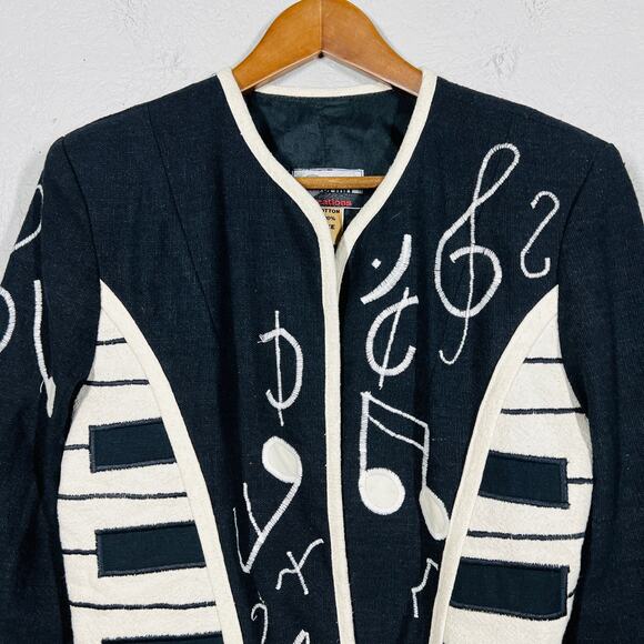 NEW! Spirit Creations Musical Blazer Music Teacher Jacket Coat Fitted Ivory - S - Picture 4 of 8